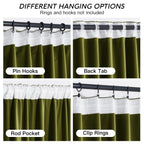 Ryb Home Moss Green Velvet Curtains 84 Inches, Luxury And Soft Velvet Fabric, Spring Summer Decorative Curtains & Drapes For Patio Doory Room Window, W 52 X L 84 Inches, 2 Panels Set