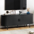 63 TV Stand with Power Outlet, Modern Media Console with Sliding Doors, Entertainment Center for TVs up to 60 Inch, Adjustable S
