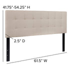 Flash Furniture Bedford Tufted Upholstered Queen Size Headboard In Beige Fabric