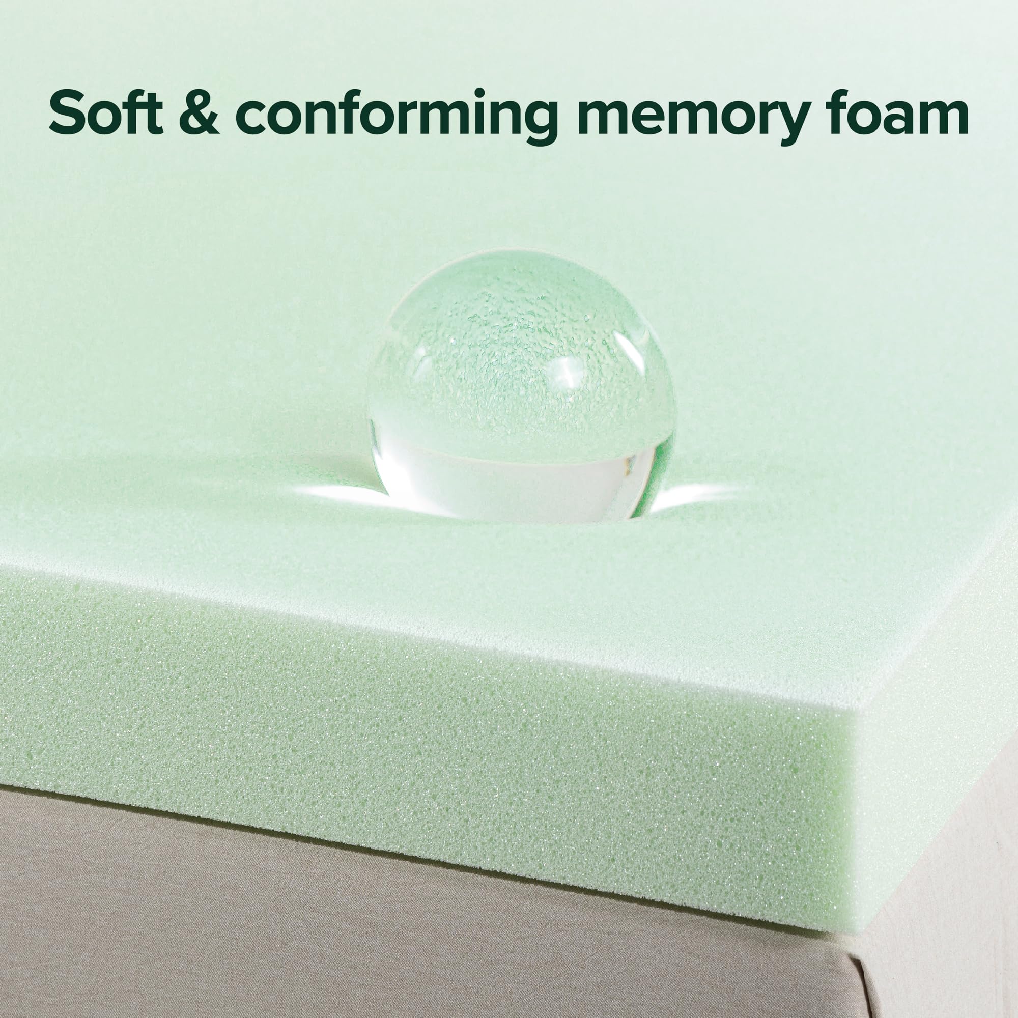 Zinus 3 Inch Green Tea Memory Foam Mattress Topper, Smaller, More Convenient Wonderbox Packaging, Pressure-Relieving Layers, Certipur-Us Certified, Twin