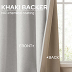 Homeideas 100% Blackout Curtains 42 X 63 Inches Length 2 Panels Ivory Linen Curtains Cream Room Darkening Curtains Thermal Insul