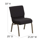 Flash Furniture HERCULES Series 21''W Stacking Church Chair in Black Dot Patterned Fabric - Gold Vein Frame