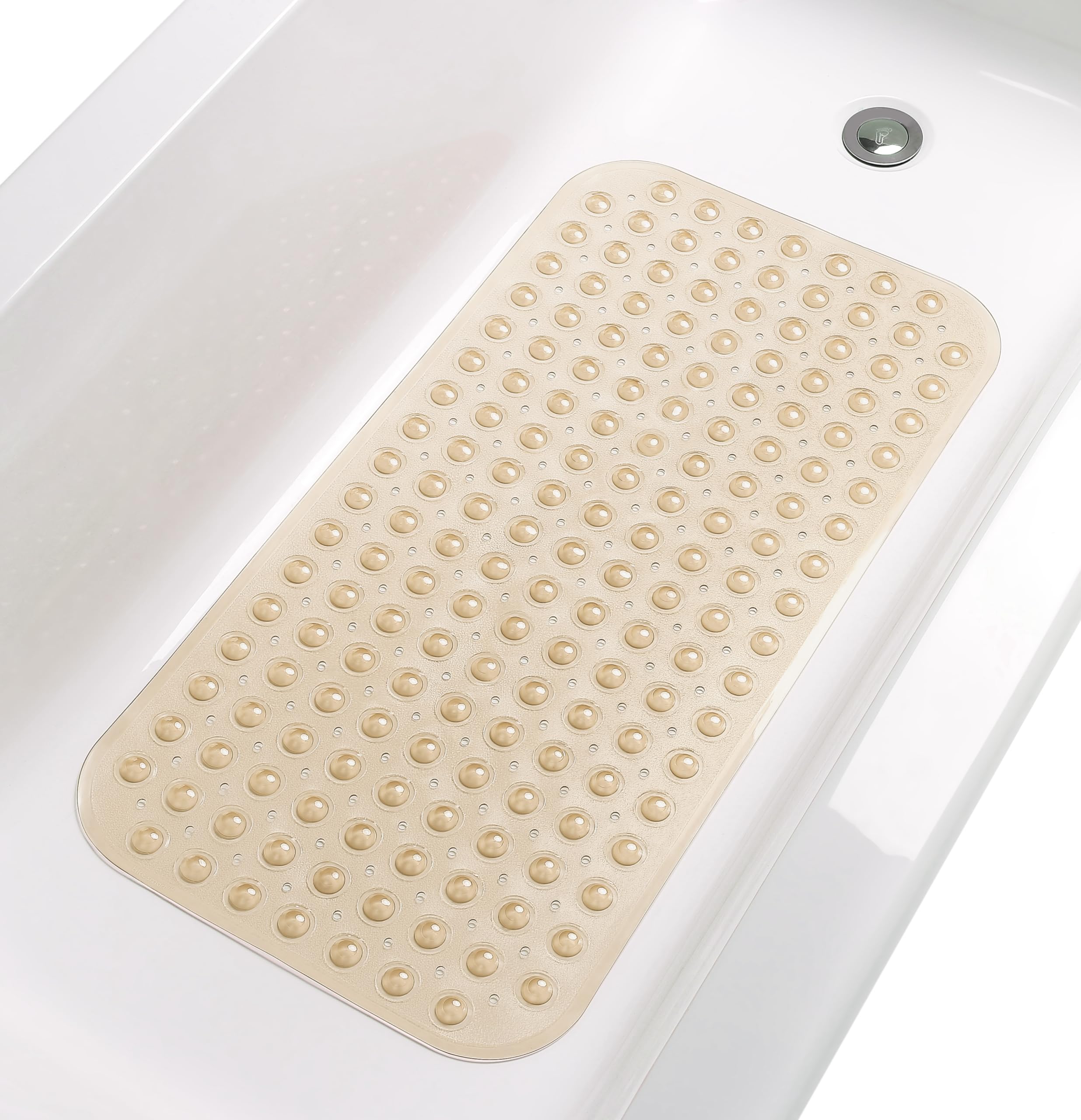 TIKE SMART Large Non-Slip Bathtub & Shower Mat 31''x16'' (Smooth/Non-Textured Tubs Only) Safe, Clean, Machine-Washable, Superior