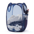 Collapsible Mesh Pop Up Laundry Hamper with Sturdy Handles and Side Pocket - Portable Foldable Clothes Baskets for Dorm, Laundry