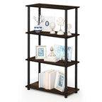 Furinno Turn-N-Tube 4-Tier Multipurpose Shelf Display Rack, Round Tubes, Columbia Walnut/Black