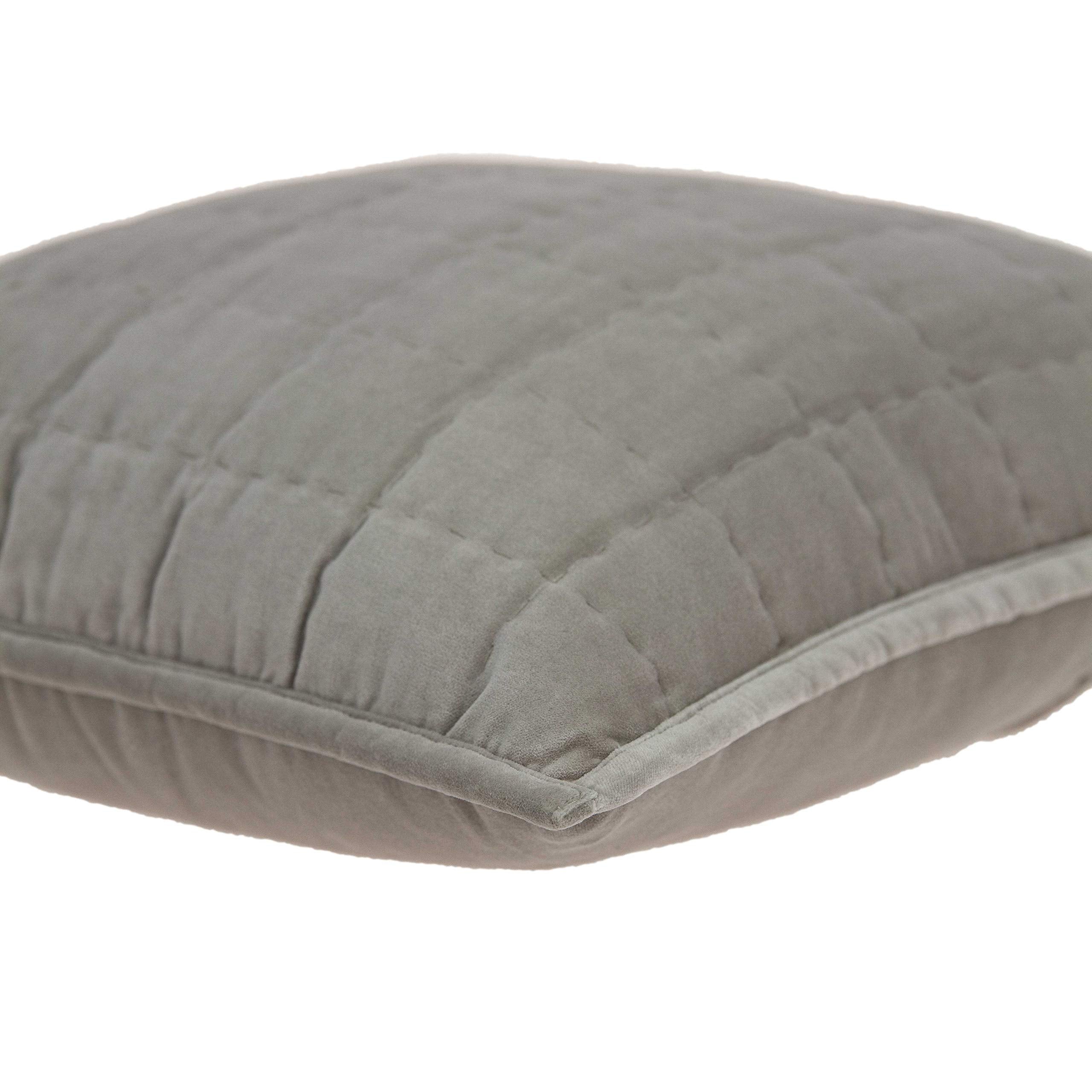 HomeRoots 50% Cotton, 50% Viscose Parkland Collection Kavi Transitional Grey Solid Quilted Pillow Cover with Poly Insert