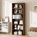 Vongrasig 71H Tall Bookshelf, 6Tier Bookcase, Display Bookshelves, Walnut