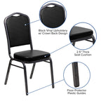Flash Furniture HERCULES Series Crown Back Stacking Banquet Chair in Black Vinyl - Silver Vein Frame