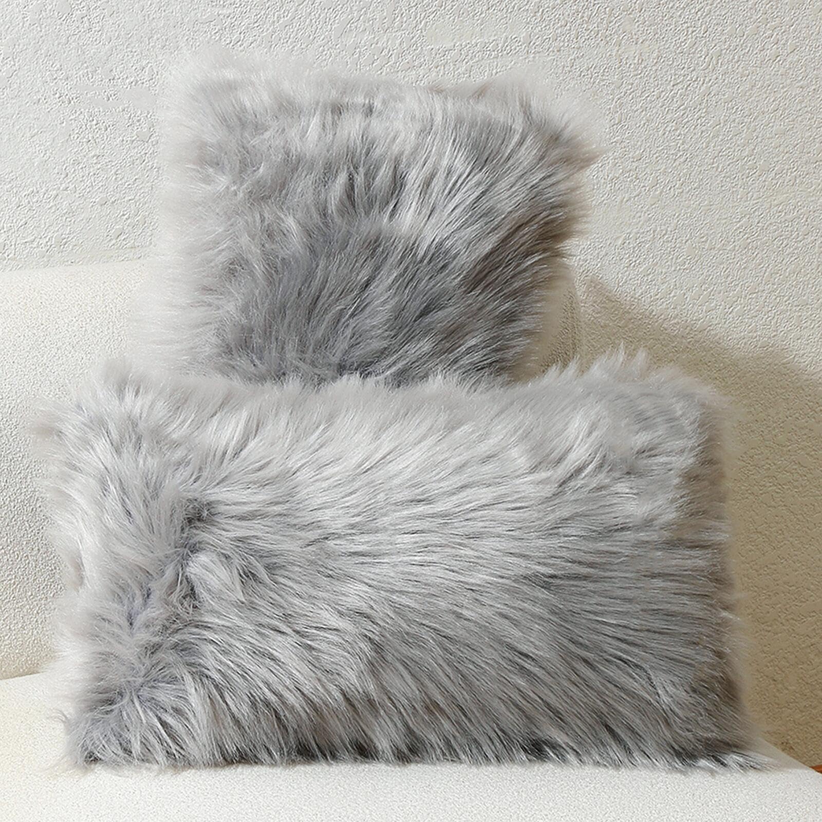 Excluding Insert Faux Fur Sheepskin Pillow Cover 2 Pcs Super Soft Fluffy Cushion Plush Pillow Case New Luxury Series Living Room