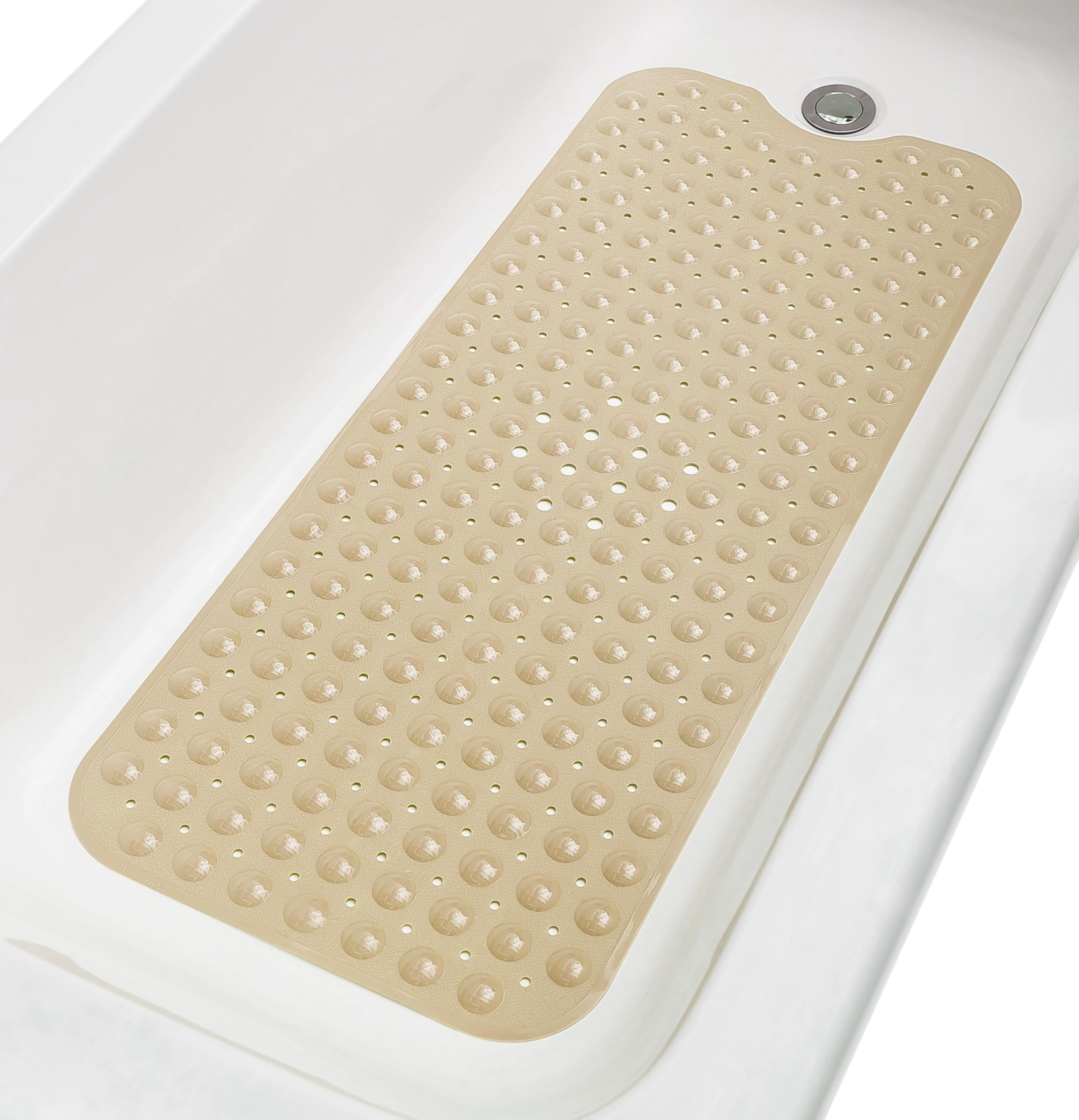 TIKE SMART Extra-Long Non-Slip Bathtub & Shower Mat 39   x16    (Smooth/Non-Textured Tubs Only) Safe, Clean, Machine-Washable, S