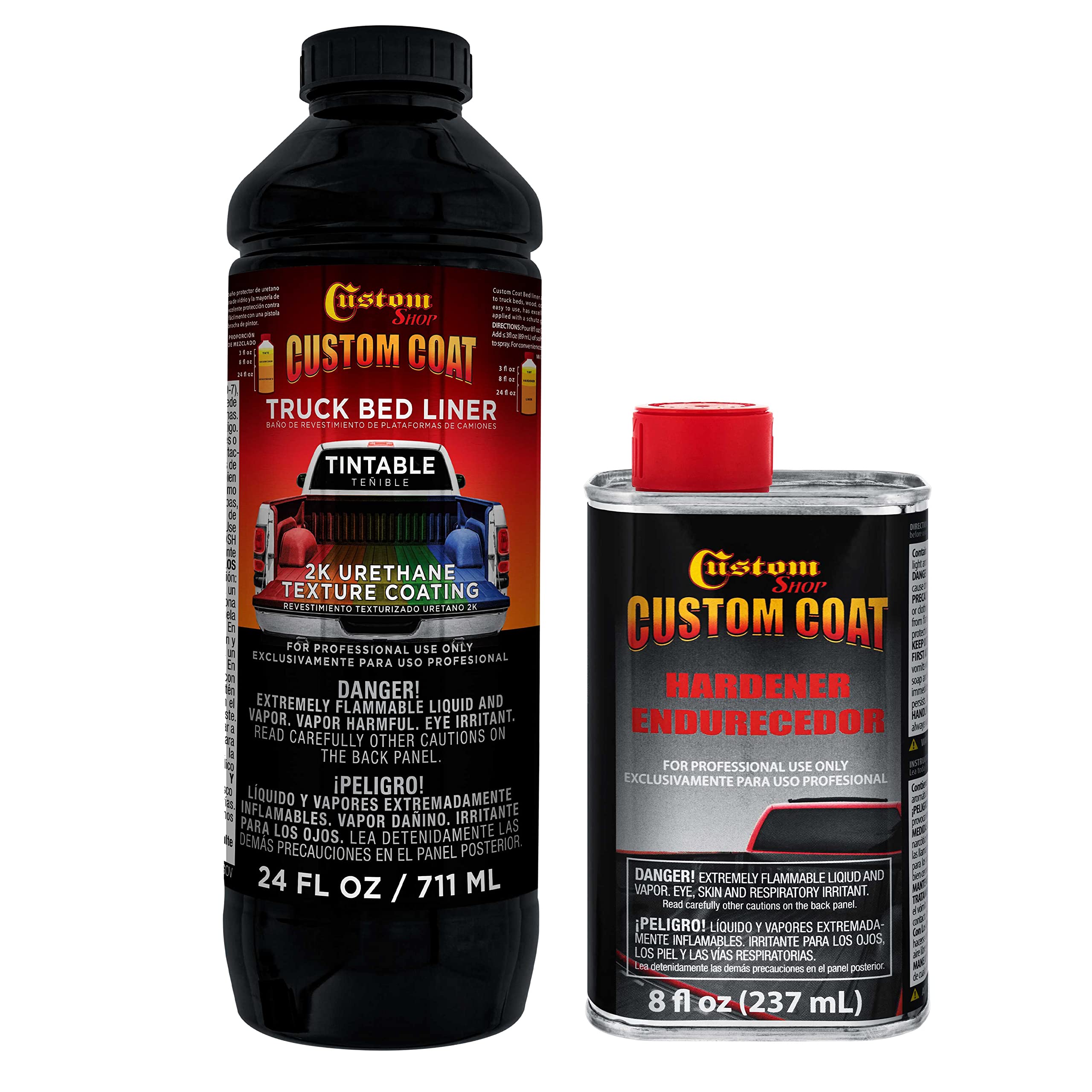 Custom Coat Tintable Base Only 1 Quart Urethane Spray-On Truck Bed Liner Kit - Easy 3 To 1 Mix Ratio, Just Mix, Shake And Shoot