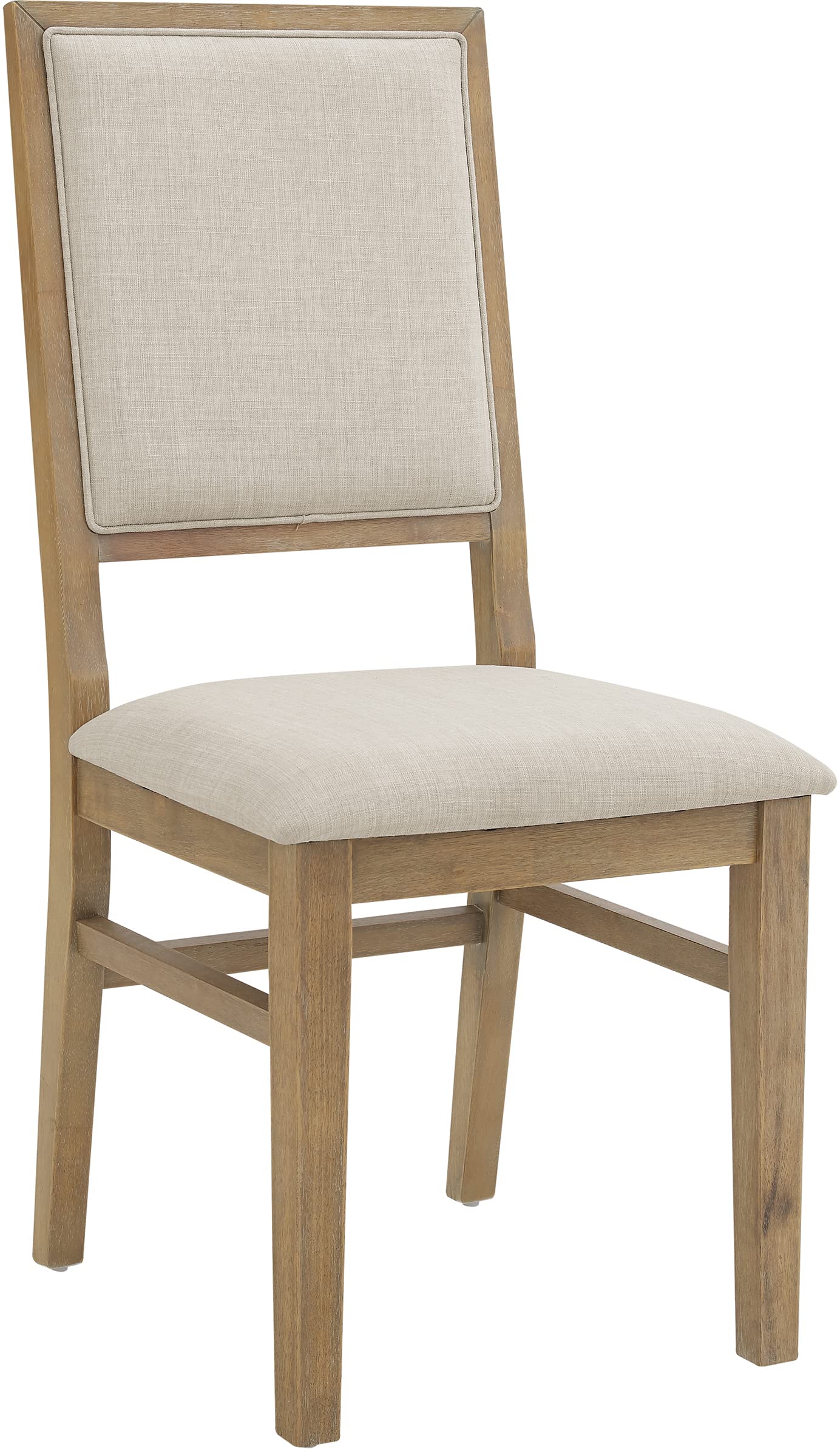 Crosley Furniture Joanna Modern Farmhouse Upholstered Wood Back Dining Chairs Set of 2, Rustic Brown/Creme