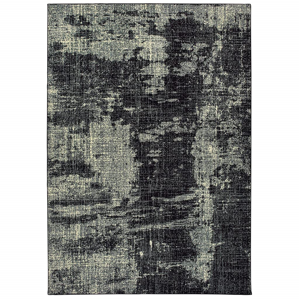 HomeRoots Polypropylene 5' x 8' Black Ivory Machine Woven Abstract Indoor Area Rug