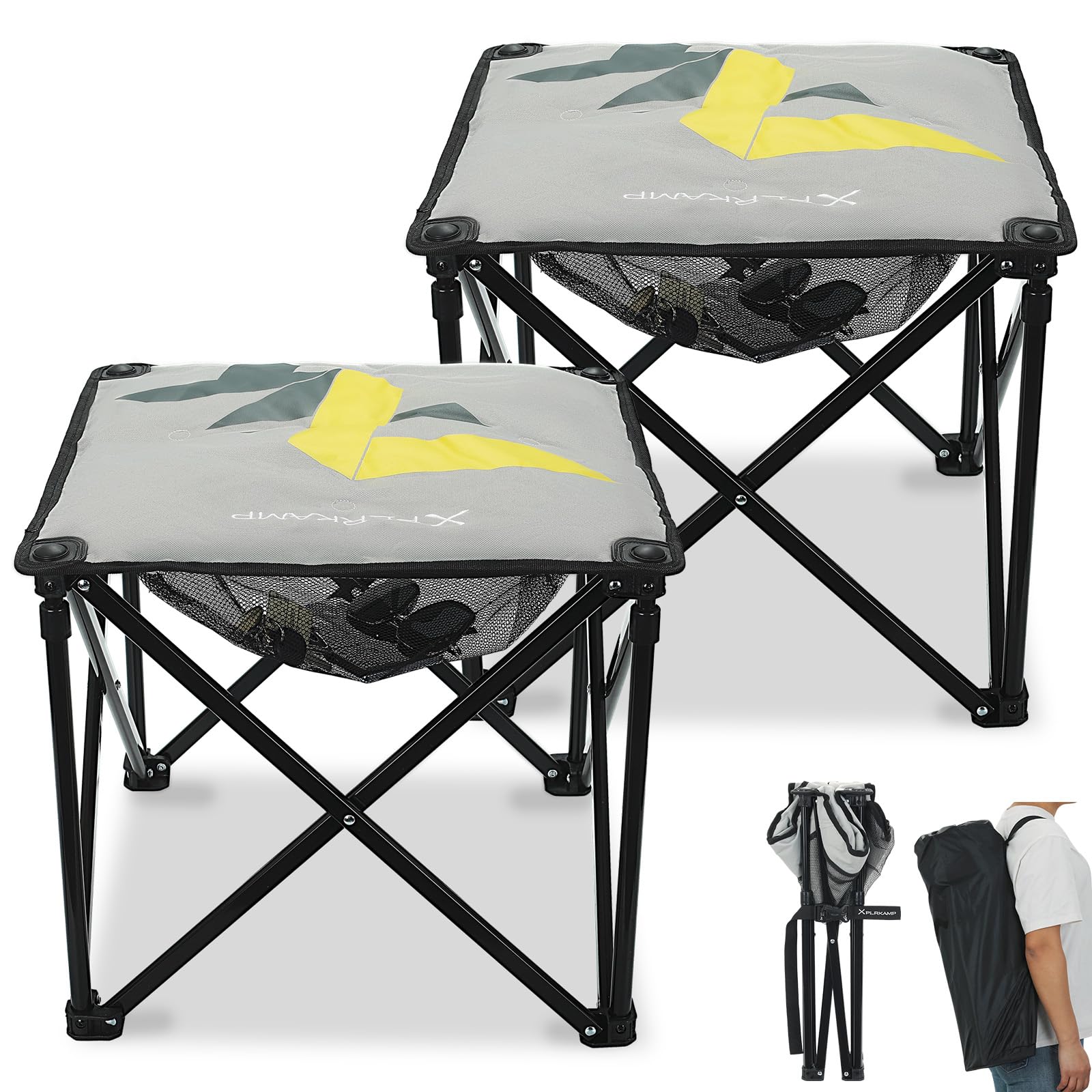 XplrKamp Padded Camping Stool, 18 Inch Oversized Camping Foot Rest, 500lb Camping Chairs Outdoor Footstool Portable Camping Otto