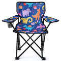 KABOER Kids Multicolor Dinosaur Pattern Outdoor Folding Camping Chair with Cup Holder and Carrying Bag for Beach Picnic Camping 