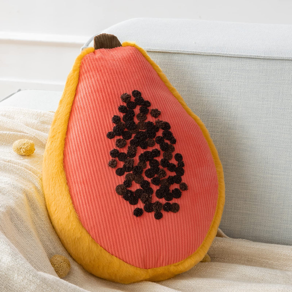 Phantoscope Fruit Shaped Pillows Series Papaya Shaped Throw Pillow, Fun Home Decor Of Fruit Themed Shaped Cushions, Decorative S