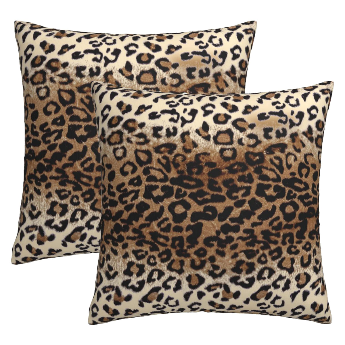 Brown Leopard Pillow Cover 18X18 Inches Cheetah Throw Pillows Set Of 2 Soft Cotton Leopard Print Decorative Throw Pillow Covers