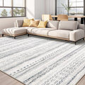 Area Rug Living Room Rugs - 8x10 Washable Boho Farmhouse Bohemian Neutral Large Rug Moroccan Geometric Soft No Slip Indoor Thin 