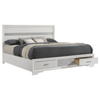 Coaster Home Furnishings Miranda Contemporary Wood Eastern King Size Storage Panel Bed Frame 50-inch Headboard White 205111KE