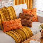 Cosibono Pumpkin Fall Decorative Throw Pillow Covers 12'X20', Set Of 2 Orange Brown Soft Faux Fur Pillow Covers For Autumn Har