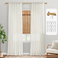PANELSBURG 92 Inch Curtains,Back Tab Pleated Light Filtering Semi Sheer Linen Curtains 92 Inches Long 2 Panels Set for Living Ro