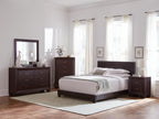 Coaster Home Furnishings Dorian Transitional 5-Piece Bedroom Set Leatherette Upholstered Eastern King Size Panel Bed Frame 46-inch Headboard Dark Cocoa 300762KE-S5