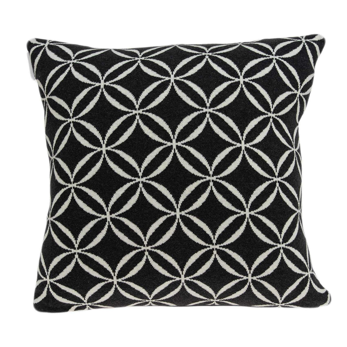 HomeRoots 100% Cotton Parkland Collection Aria Transitional Black Pillow Cover with Down Insert