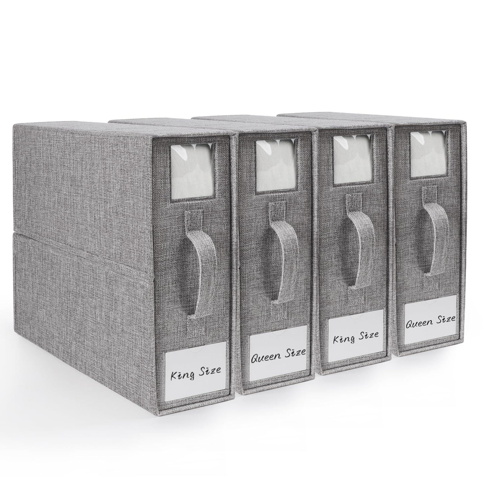 DELLAN Bed Sheet Organizer, Linen Closet Organizers and Storage, Foldable Cube Sheet Set Organizer (4 Pack)