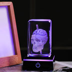 Qianwei 3D Crystal Skull Decor- Halloween Skull Light Witch Figurines Occult Medieval Goth Satanic Home Desk Glass Skull Decor W