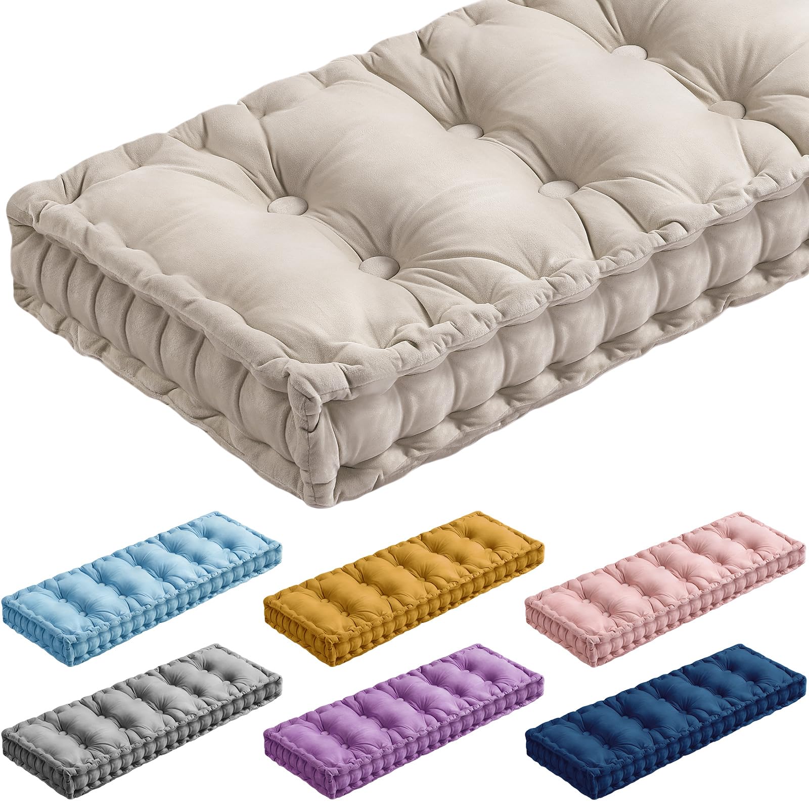 Threehoney Bench Cushions For Indoor Furniture 36X14 In Velvet Kitchen Dining Piano Window Seat Cushion, Tufted Patio Porch Swin