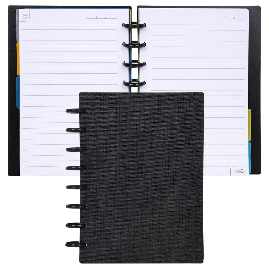 Talia Discbound Notebooks, Planner, Customizable, (Black W/Black Discs, Junior (5.5In X 8.5In))