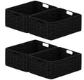 joybest Black Wicker Baskets for Shelves, Handwoven Storage Baskets