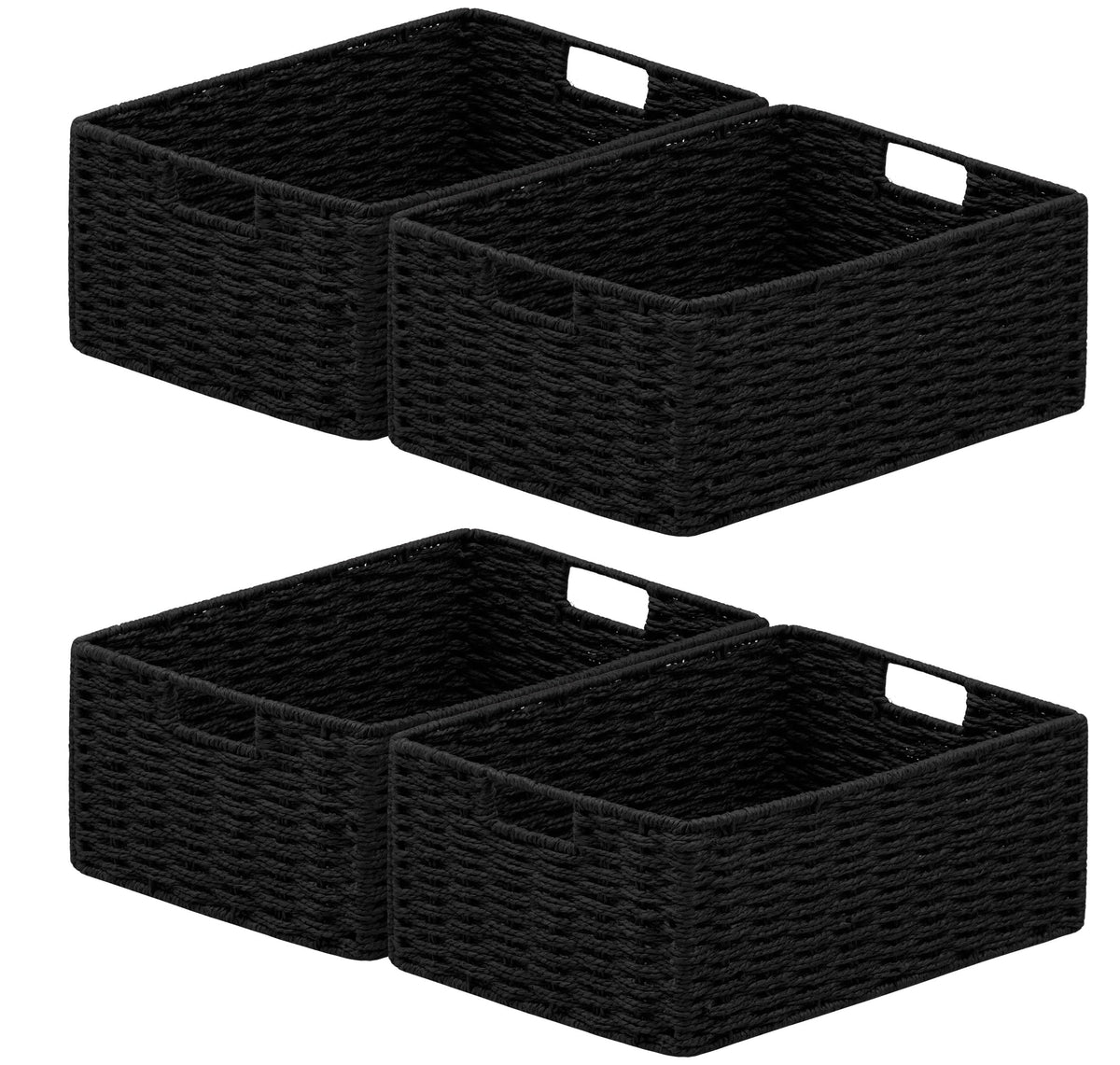 joybest Black Wicker Baskets for Shelves, Handwoven Storage Baskets