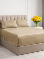 Extra Deep Pocket Queen Sheets - 4 Piece Breathable & Cooling Bed Sheets - Hotel Luxury Sheet Set - Soft, Wrinkle Free & Comfy - Easily Fits Extra Deep Mattresses - Deep Pocket Heathered Tan Sheets