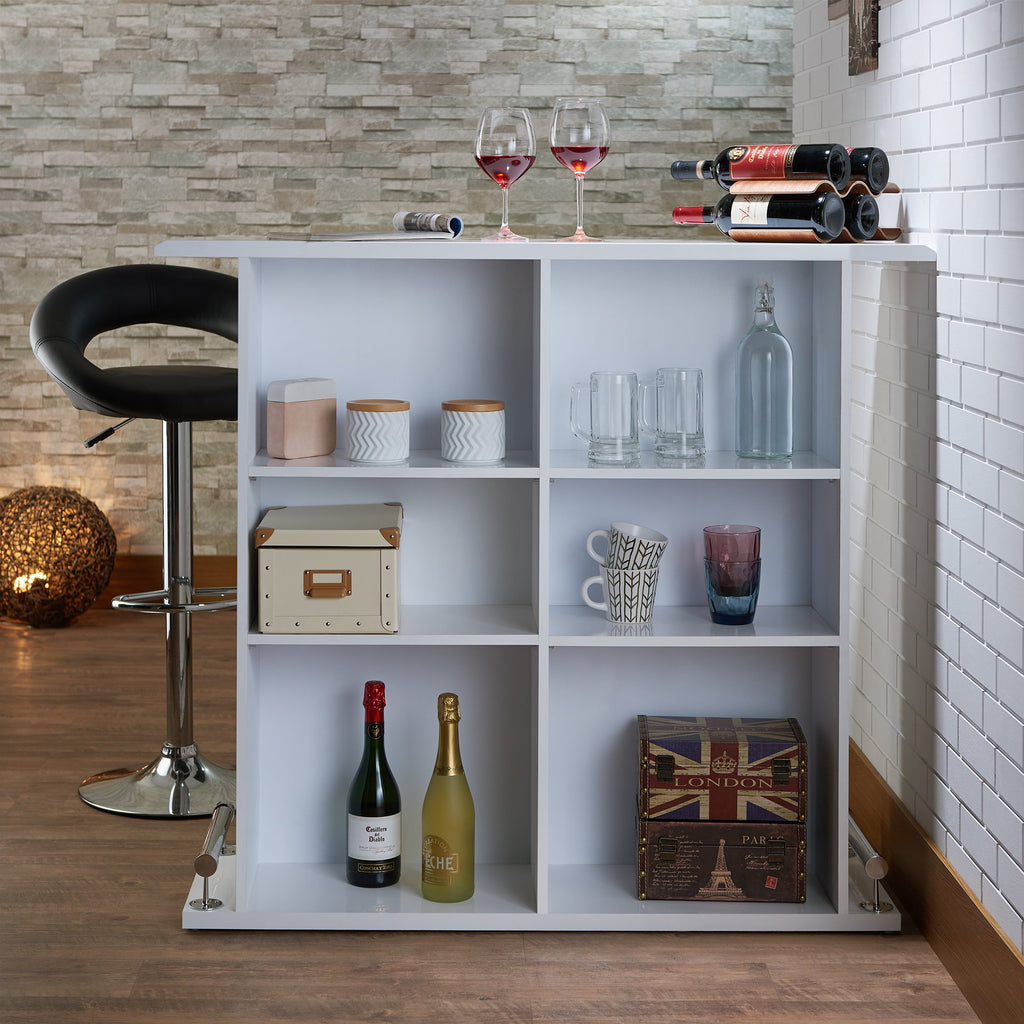 Acme Kite Wooden Bar Table With 6 Compartments In White