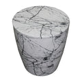 The Urban Port 16-Inch Round Accent Side Table, Aluminum Sheet, Faux Marble, Enamel Coating