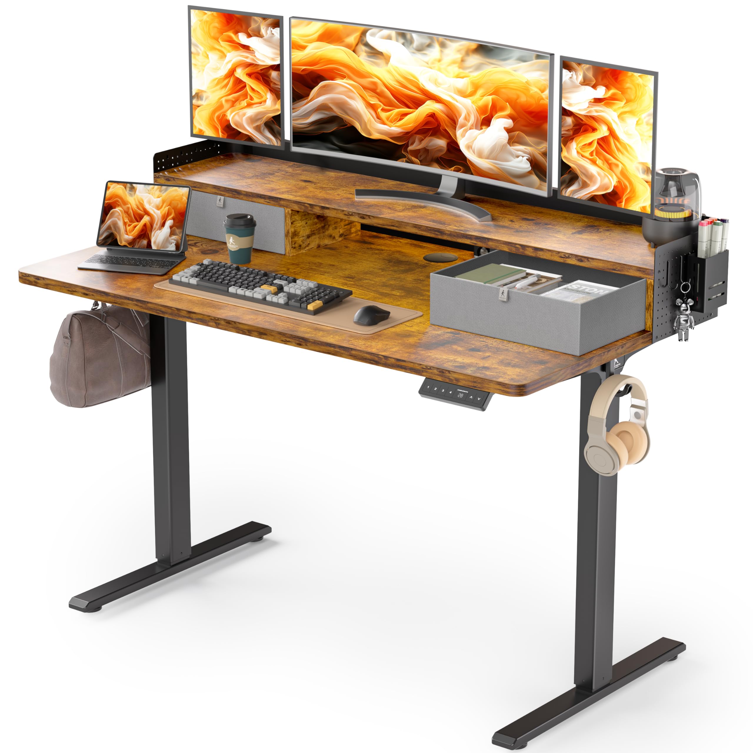 WALKINGDESK 48x24 Inches Electric Standing Desk with 2 Drawers, Height Adjustable Stand up Desk for Home Office, Ergonomic Sit t
