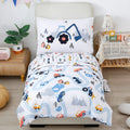 Perfemet Toddler Bedding Kids 4 Pieces Bed In A Bag For Boys Cars Printed Microfiber Toddler Comforter Sets With Standard Pillow