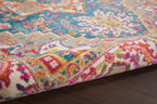 HomeRoots Teal Multicolor 100% Polypropylene 5’ x 7’ Teal and Pink Medallion Area Rug