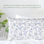 Elegant Comfort Ultra Soft Set Of 2 Floral Print Pillowcases - 1500 Premium Hotel Quality Microfiber, Soft And Smooth Envelope Closure 2-Piece Pillow Covers - King, Paisley Indigo