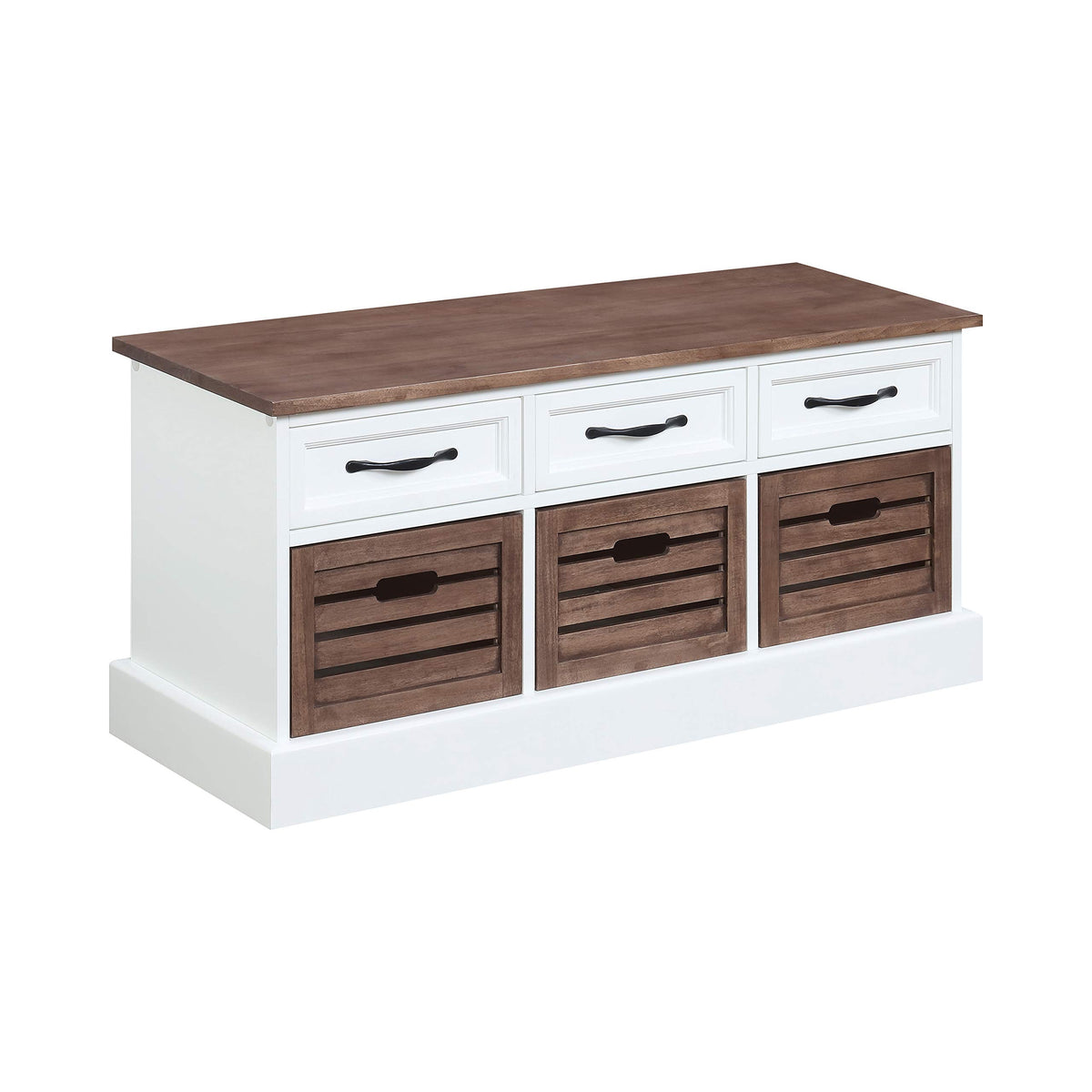 Coaster Home Furnishings Alma 3-Drawer Storage Bench White and Weathered Brown