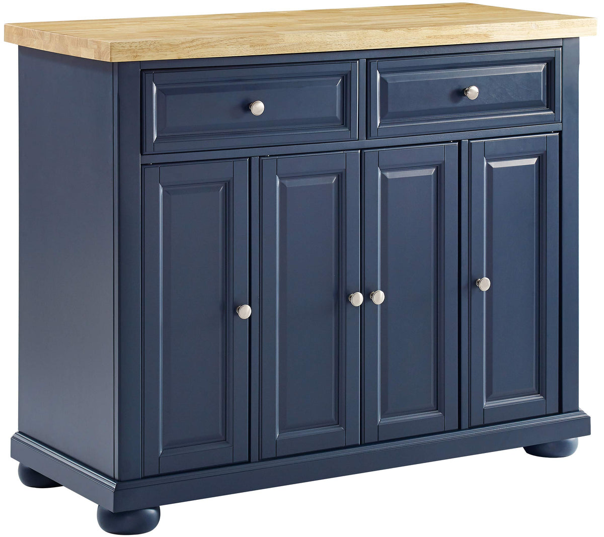 Crosley Furniture Madison Madison Kitchen Island, Microwave Stand, Coffee Bar, with Storage Shelves and Drawers, Navy