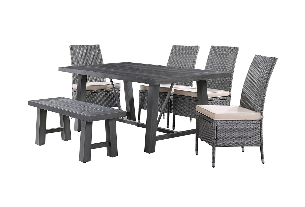 Best Quality Furniture D1000D6 Outdoor Patio Dining Set, Gray
