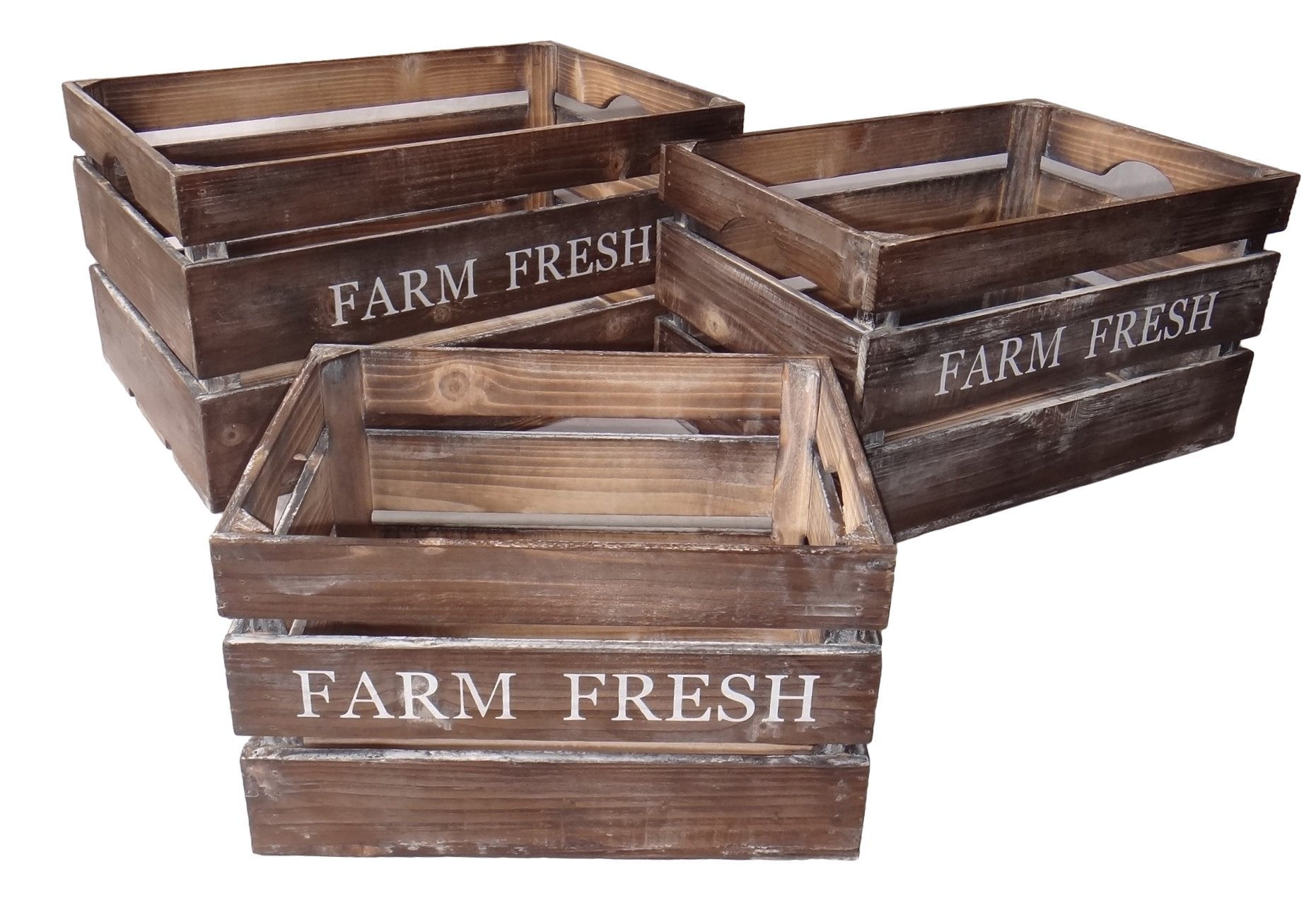 Cheung'S Fp-3508-3 Farm Fresh Wood Crate Set Of 3