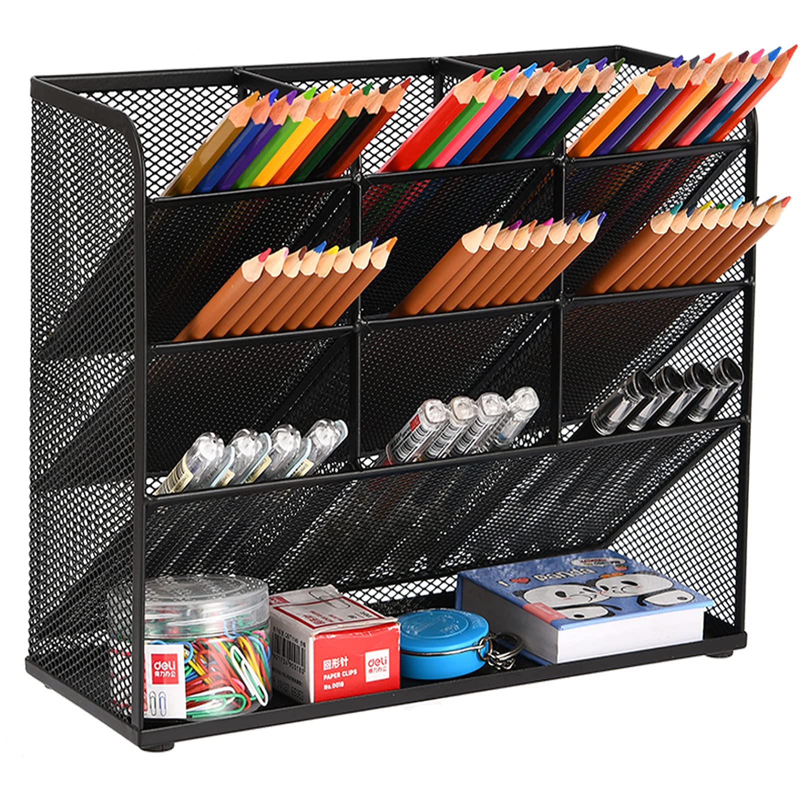 Marbrasse Mesh Desk Organizer, Multi-Functional Pen Holder, Desktop Stationary Organizer, Storage Rack For School Home Office Ar