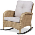 Belord Patio Rocking Chair Wicker Chair, 1 Piece Outdoor Rocking Chair Seating With Cushions For Porch Deck Balcony, Yellow/Beige