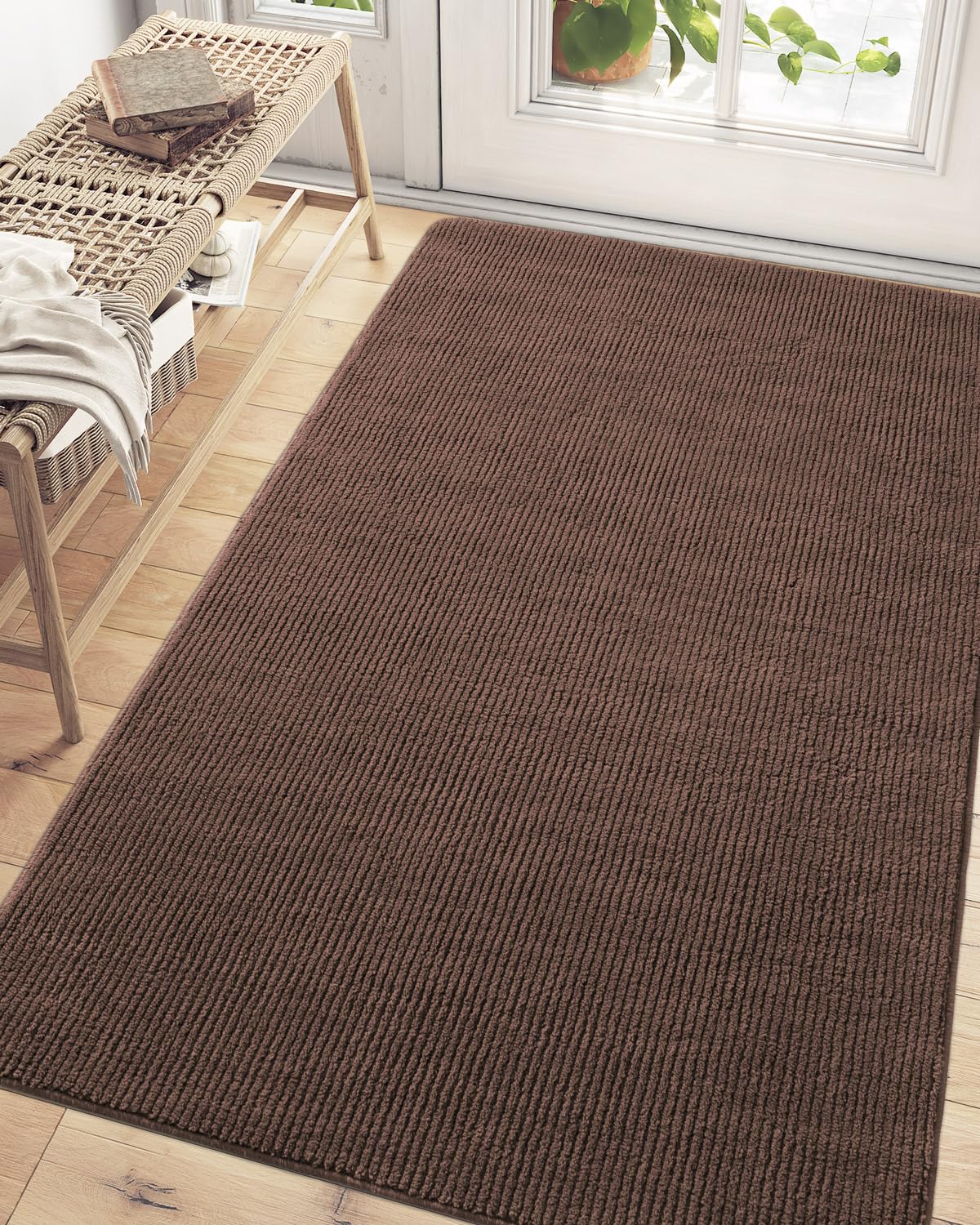 Dexi Door Mat Entryway Doormat Front Entrance Non-Slip Low Profile Washable For Inside Entry 35.5'X59',Brown