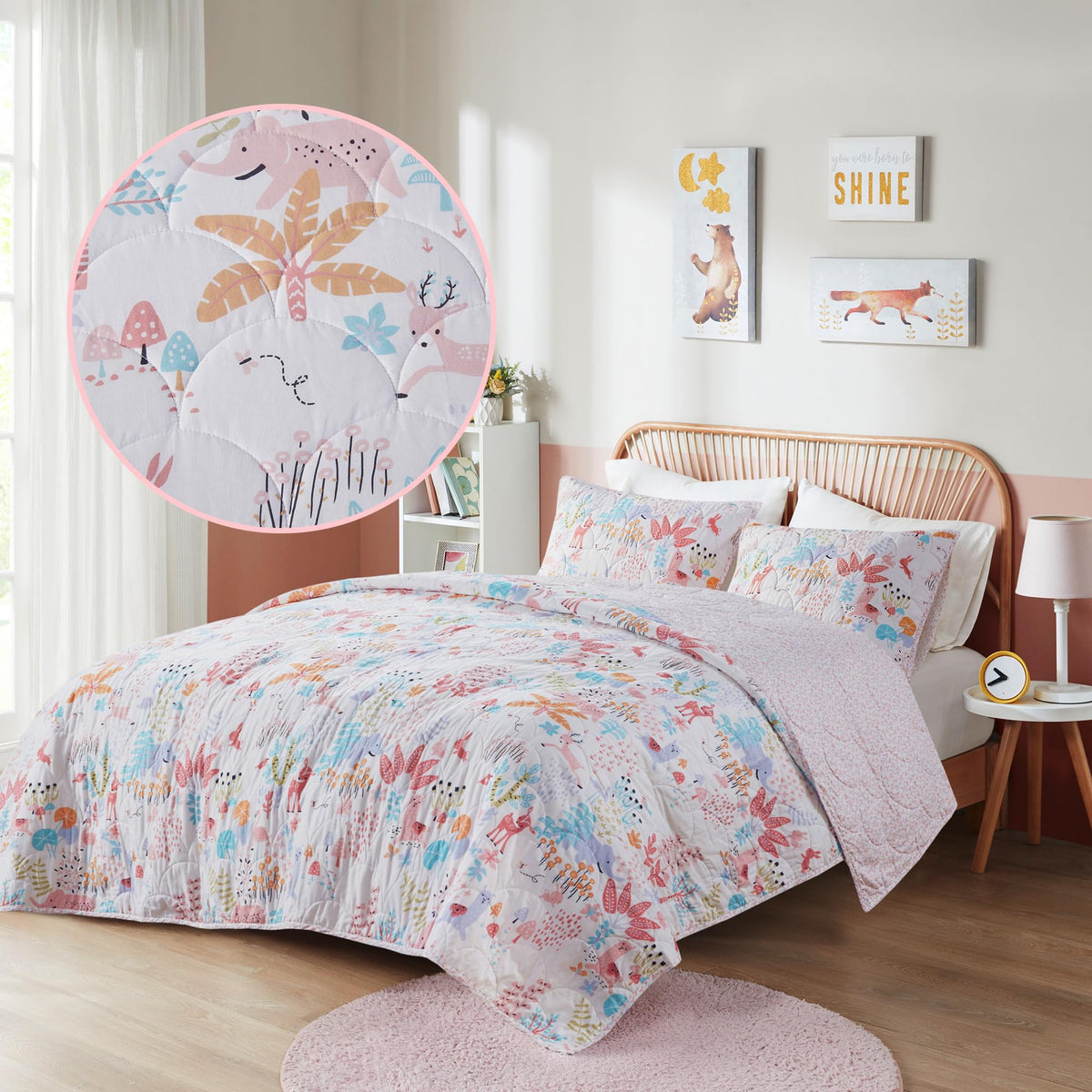 Urban Habitat Kids Twin Quilt Bedding Set Girls Twin Bedding Set Reversible Twin Cotton Coverlet All Season Lightweight & Breath