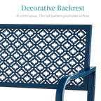 Best Choice Products Outdoor Bench 2-Person Metal Steel Benches Furniture For Garden, Patio, Porch, Entryway W/Geometric Backrest, 790Lb Capacity - Peacock Blue