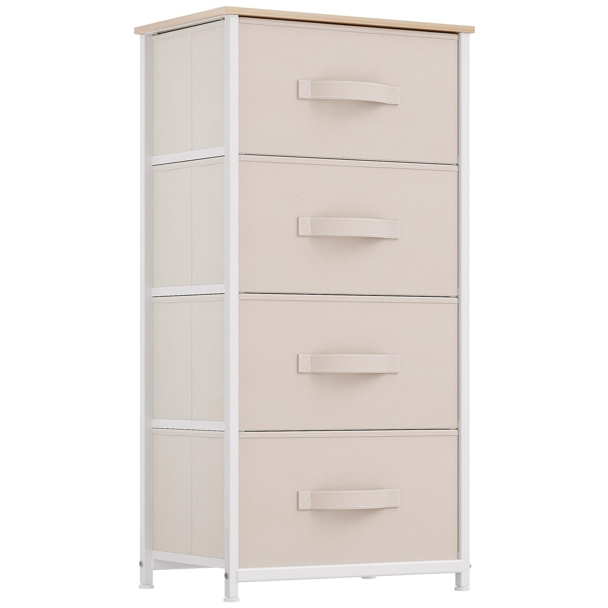 Yitahome 4-Drawer Fabric Dresser, Dresser For Bedroom, Living Room, Hallway, Closet (Cream White)